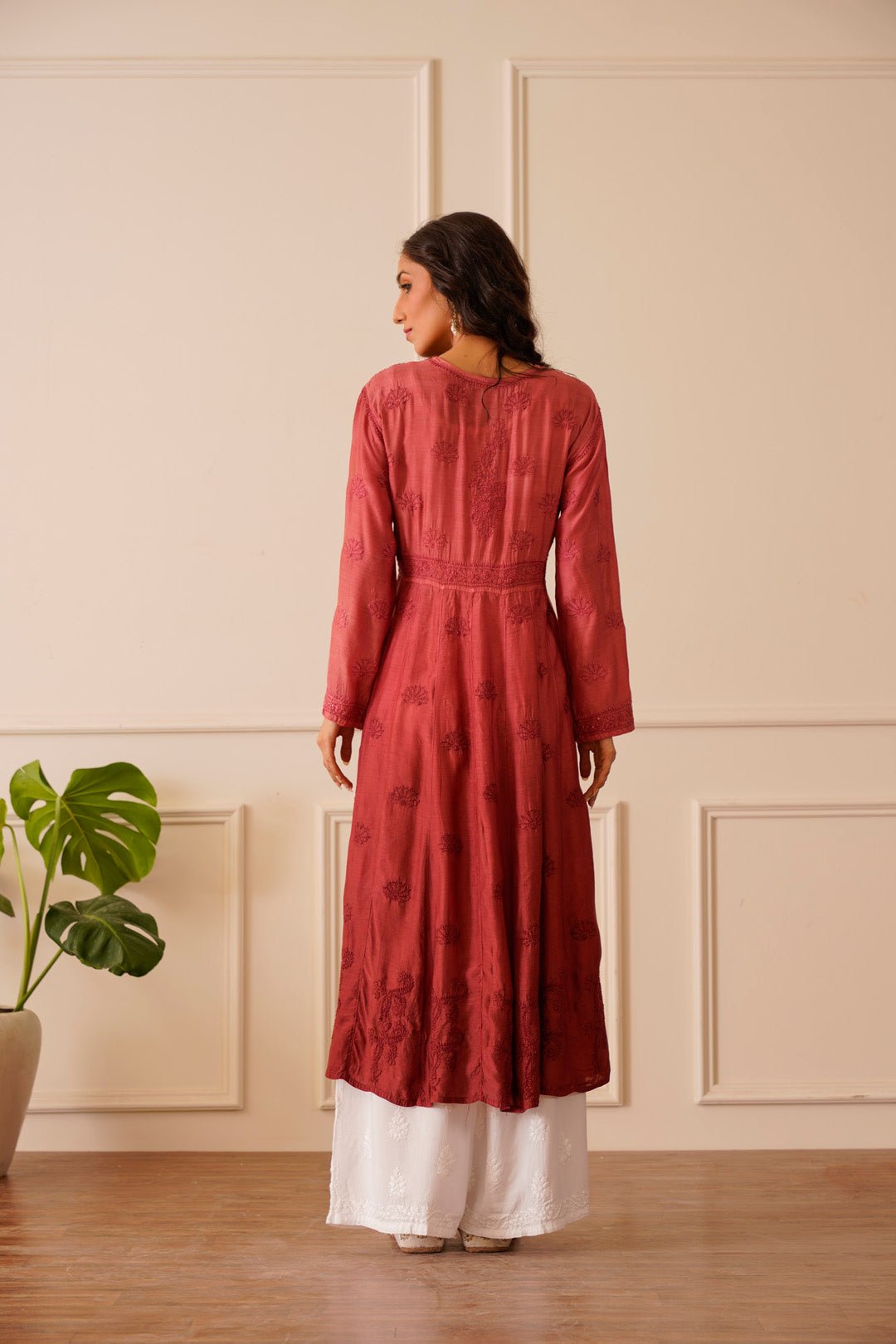 Buy Indian Dress Burgundy Ethnic Motif Yoke Design Thread Work Kurta for  Women Kurtis for Women Indian Tunic Ethnic Wedding / Party Wear Online in  India - Etsy